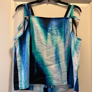 Dkny Blue & Teal Tie-Shoulder Striped matching set